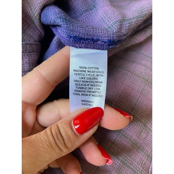 BP Mens BNWOT Small Plaid Tie Dye Ombre Blue Flannel Shirt Button Up - Picture 7 of 7